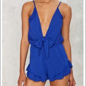 Nasty Gal Blue Romper, Size: Small